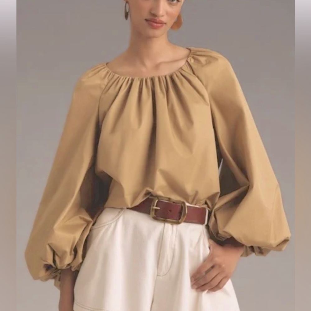 MARE MARE x Anthropologie long sleeve bubble sleeve crew neck top